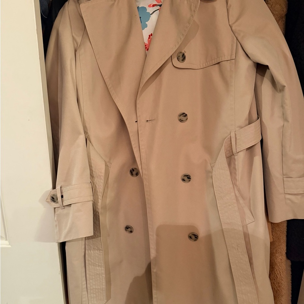 LOFT Beige Double-Breasted Trench Coat